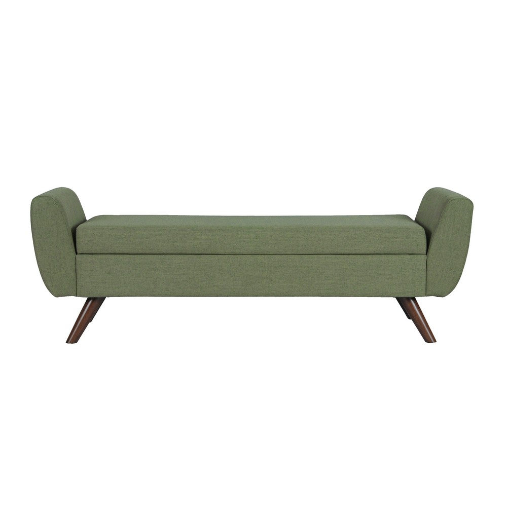 Rae Storage Bench Ottoman with Arms, Olive Green Woven Fabric, 60 Inch -BM334198