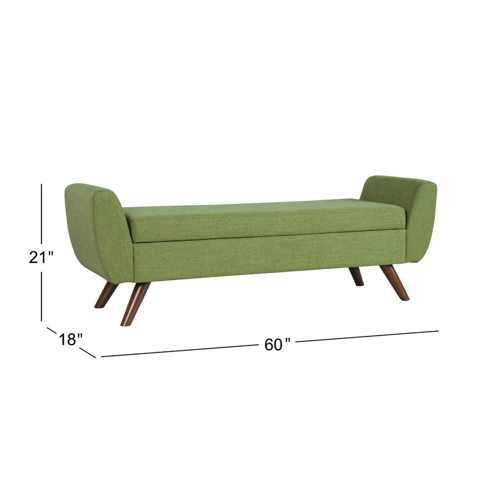 Rae Storage Bench Ottoman with Arms, Olive Green Woven Fabric, 60 Inch -BM334198