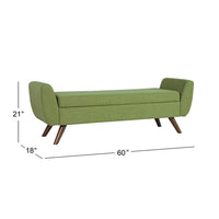 Rae Storage Bench Ottoman with Arms, Olive Green Woven Fabric, 60 Inch -BM334198