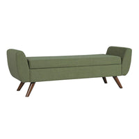 Rae Storage Bench Ottoman with Arms, Olive Green Woven Fabric, 60 Inch -BM334198