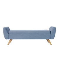 Rae Storage Bench Ottoman with Arms, French Blue Woven Fabric, 60 Inch -BM334199