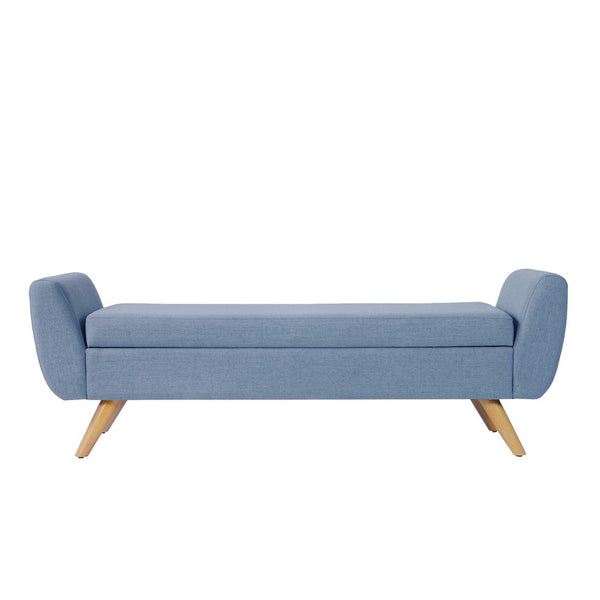 Rae Storage Bench Ottoman with Arms, French Blue Woven Fabric, 60 Inch -BM334199