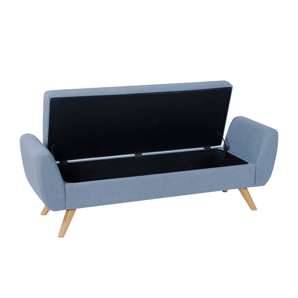 Rae Storage Bench Ottoman with Arms, French Blue Woven Fabric, 60 Inch -BM334199