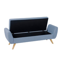 Rae Storage Bench Ottoman with Arms, French Blue Woven Fabric, 60 Inch -BM334199
