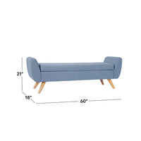 Rae Storage Bench Ottoman with Arms, French Blue Woven Fabric, 60 Inch -BM334199
