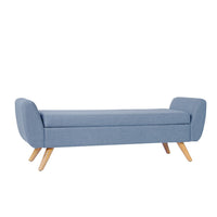 Rae Storage Bench Ottoman with Arms, French Blue Woven Fabric, 60 Inch -BM334199