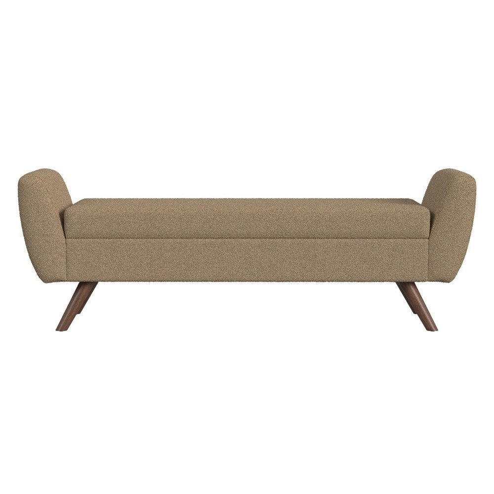 Rae Storage Bench Ottoman with Arms, Light Brown Boucle, 60 Inch -BM334200