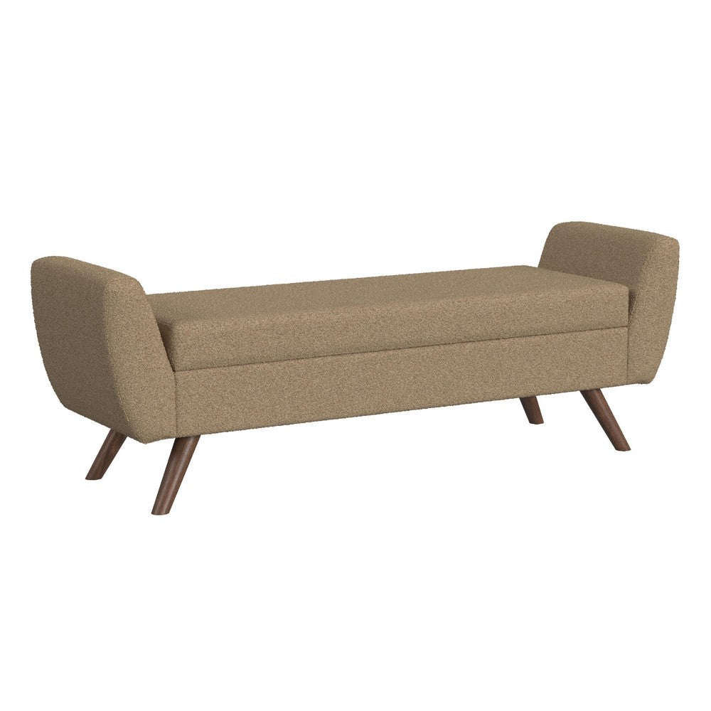 Rae Storage Bench Ottoman with Arms, Light Brown Boucle, 60 Inch -BM334200