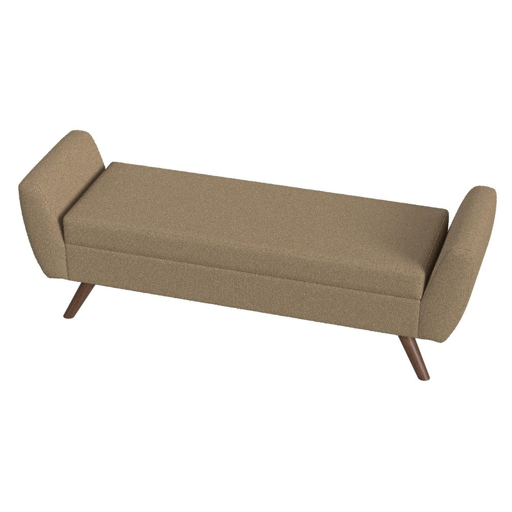Rae Storage Bench Ottoman with Arms, Light Brown Boucle, 60 Inch -BM334200