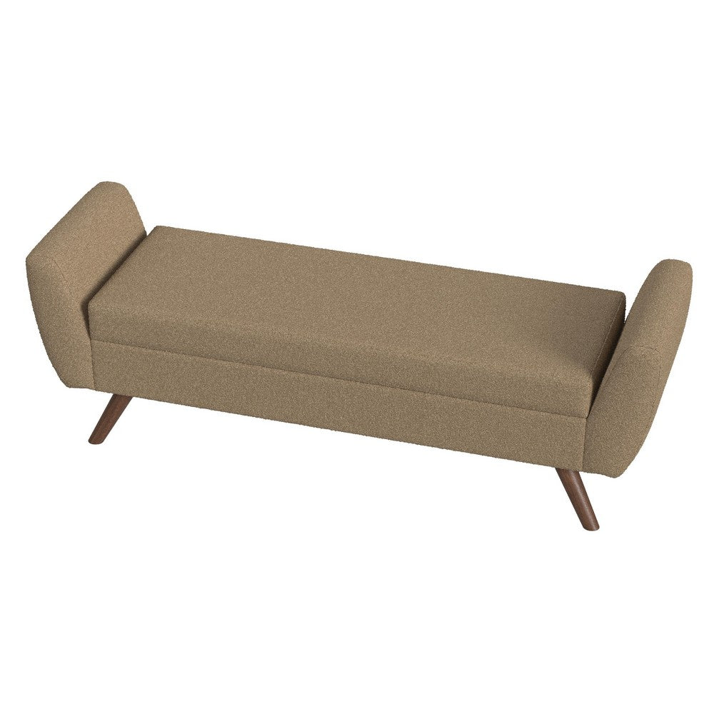 Rae Storage Bench Ottoman with Arms, Light Brown Boucle, 60 Inch -BM334200