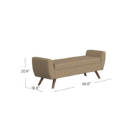 Rae Storage Bench Ottoman with Arms, Light Brown Boucle, 60 Inch -BM334200