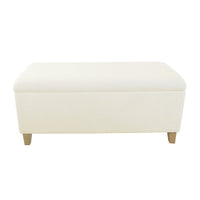 Liv Storage Bench Ottoman, Cream Sherpa, Natural Brown Wood, 42 Inch -BM334201