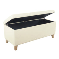 Liv Storage Bench Ottoman, Cream Sherpa, Natural Brown Wood, 42 Inch -BM334201