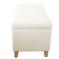 Liv Storage Bench Ottoman, Cream Sherpa, Natural Brown Wood, 42 Inch -BM334201