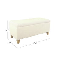 Liv Storage Bench Ottoman, Cream Sherpa, Natural Brown Wood, 42 Inch -BM334201