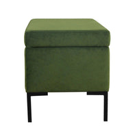 Ray Storage Bench Ottoman, Forest Green Velvet, Metal Legs, 32 Inch -BM334203