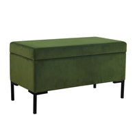 Ray Storage Bench Ottoman, Forest Green Velvet, Metal Legs, 32 Inch -BM334203