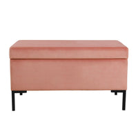 Ray Storage Bench Ottoman, Blush Pink Velvet, Metal Legs, 32 Inch -BM334204