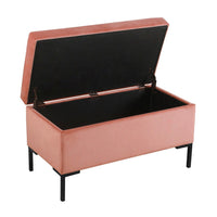 Ray Storage Bench Ottoman, Blush Pink Velvet, Metal Legs, 32 Inch -BM334204