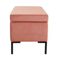 Ray Storage Bench Ottoman, Blush Pink Velvet, Metal Legs, 32 Inch -BM334204