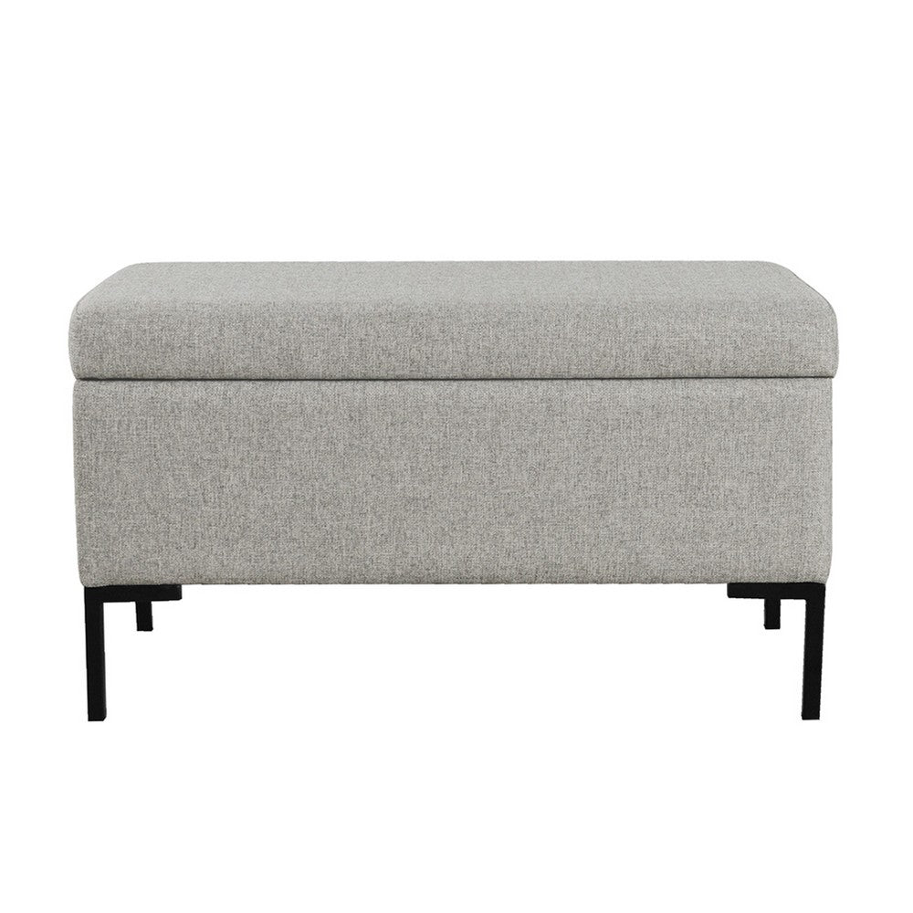 Ray Storage Bench Ottoman, Classic Gray Velvet, Metal Legs, 32 Inch -BM334205