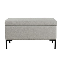 Ray Storage Bench Ottoman, Classic Gray Velvet, Metal Legs, 32 Inch -BM334205