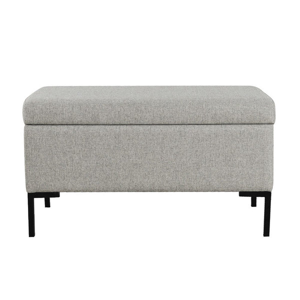 Ray Storage Bench Ottoman, Classic Gray Velvet, Metal Legs, 32 Inch -BM334205