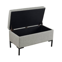 Ray Storage Bench Ottoman, Classic Gray Velvet, Metal Legs, 32 Inch -BM334205