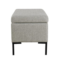 Ray Storage Bench Ottoman, Classic Gray Velvet, Metal Legs, 32 Inch -BM334205
