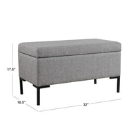 Ray Storage Bench Ottoman, Classic Gray Velvet, Metal Legs, 32 Inch -BM334205
