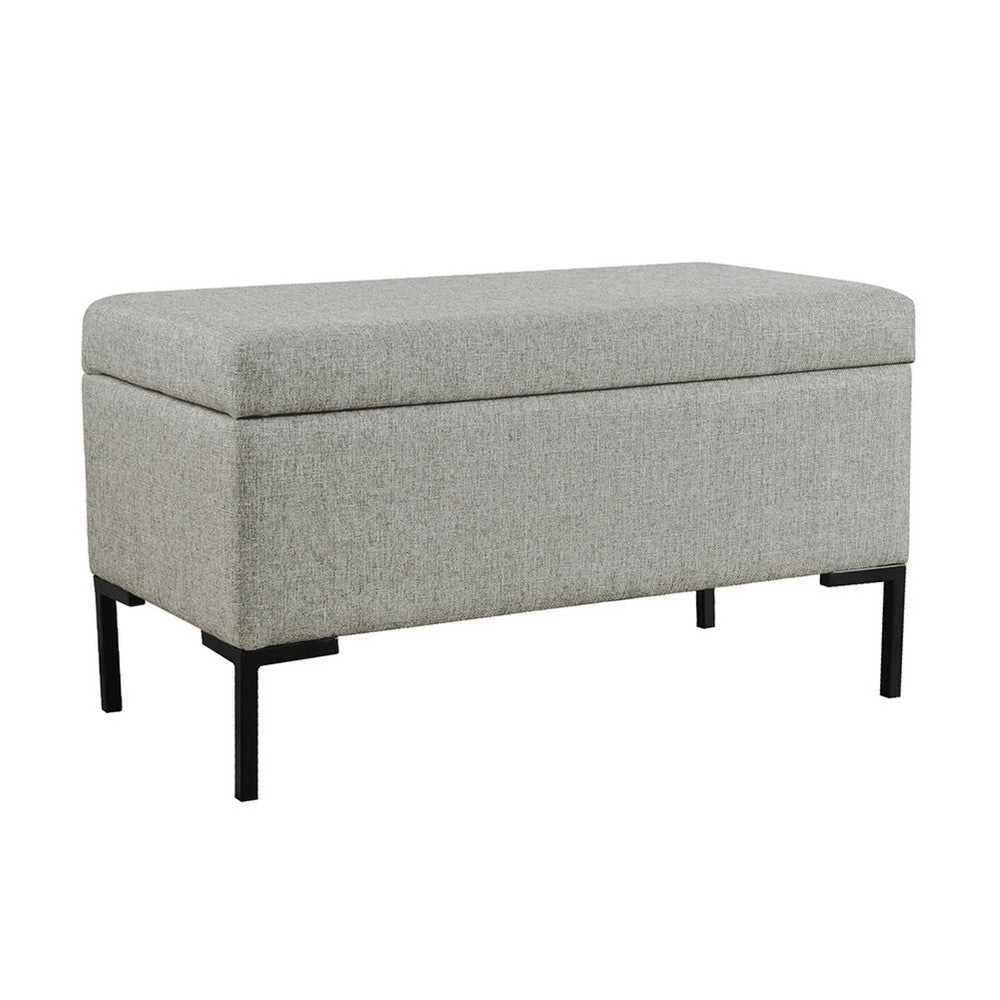 Ray Storage Bench Ottoman, Classic Gray Velvet, Metal Legs, 32 Inch -BM334205