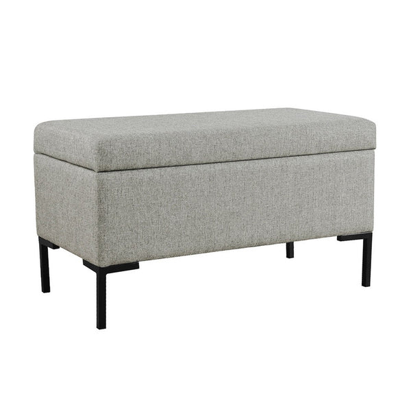 Ray Storage Bench Ottoman, Classic Gray Velvet, Metal Legs, 32 Inch -BM334205