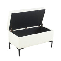 Ray Storage Bench Ottoman, Cream White Boucle, Metal Legs, 32 Inch -BM334206