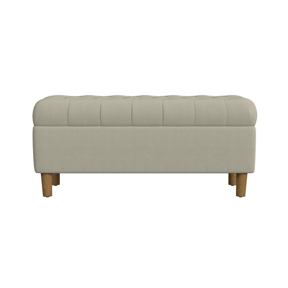 Sol Storage Bench Ottoman, Tan Beige Velvet, Brown, 40 Inch -BM334207