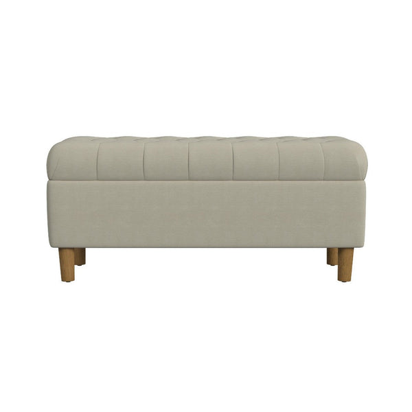 Sol Storage Bench Ottoman, Tan Beige Velvet, Brown, 40 Inch -BM334207