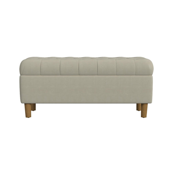 Sol Storage Bench Ottoman, Tan Beige Velvet, Brown, 40 Inch -BM334207