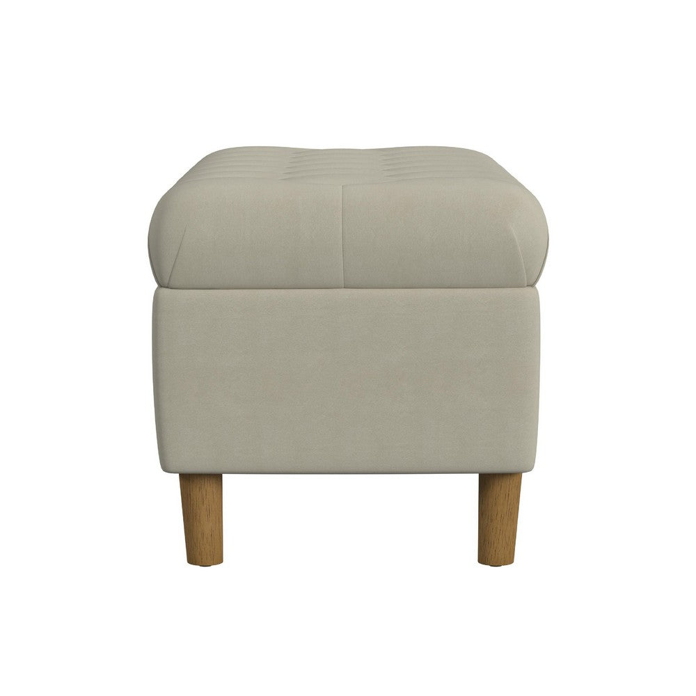 Sol Storage Bench Ottoman, Tan Beige Velvet, Brown, 40 Inch -BM334207