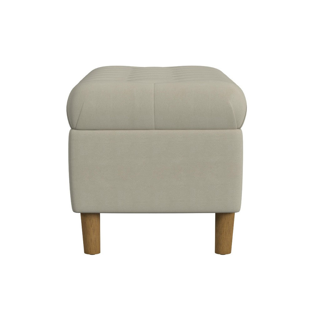 Sol Storage Bench Ottoman, Tan Beige Velvet, Brown, 40 Inch -BM334207