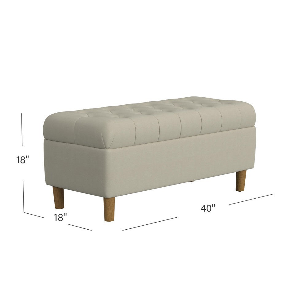 Sol Storage Bench Ottoman, Tan Beige Velvet, Brown, 40 Inch -BM334207