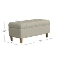 Sol Storage Bench Ottoman, Tan Beige Velvet, Brown, 40 Inch -BM334207