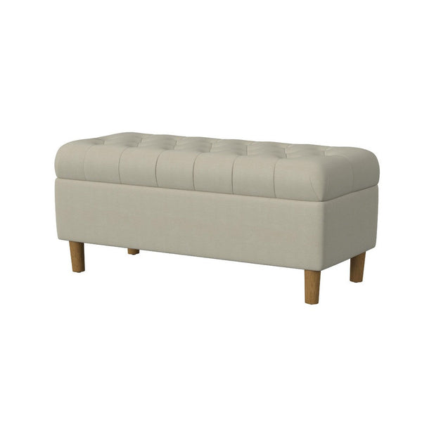 Sol Storage Bench Ottoman, Tan Beige Velvet, Brown, 40 Inch -BM334207