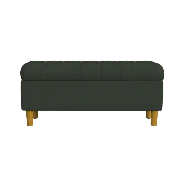 Sol Storage Bench Ottoman, Forest Green Soft Velvet, Brown, 40 Inch -BM334208
