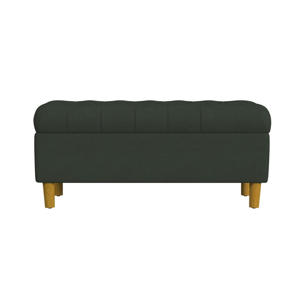 Sol Storage Bench Ottoman, Forest Green Soft Velvet, Brown, 40 Inch -BM334208