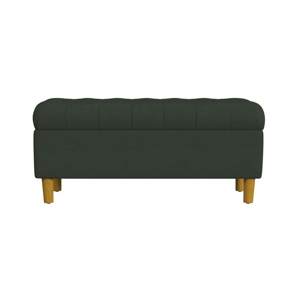 Sol Storage Bench Ottoman, Forest Green Soft Velvet, Brown, 40 Inch -BM334208