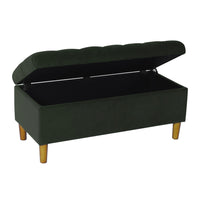 Sol Storage Bench Ottoman, Forest Green Soft Velvet, Brown, 40 Inch -BM334208