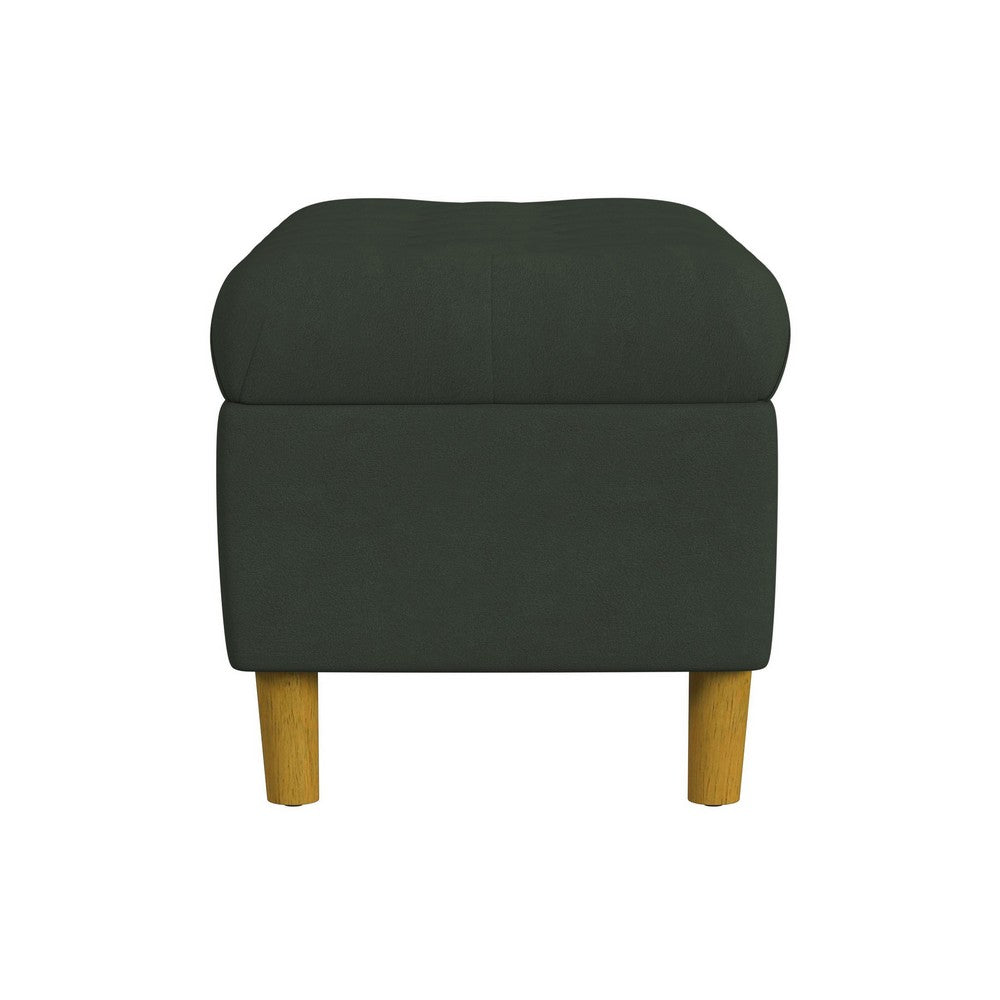 Sol Storage Bench Ottoman, Forest Green Soft Velvet, Brown, 40 Inch -BM334208