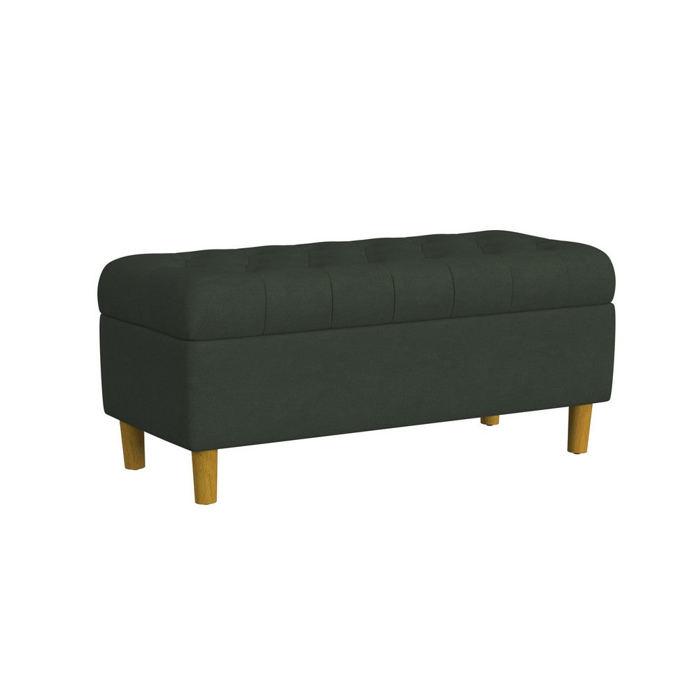 Sol Storage Bench Ottoman, Forest Green Soft Velvet, Brown, 40 Inch -BM334208