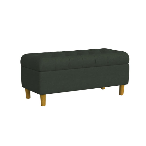 Sol Storage Bench Ottoman, Forest Green Soft Velvet, Brown, 40 Inch -BM334208