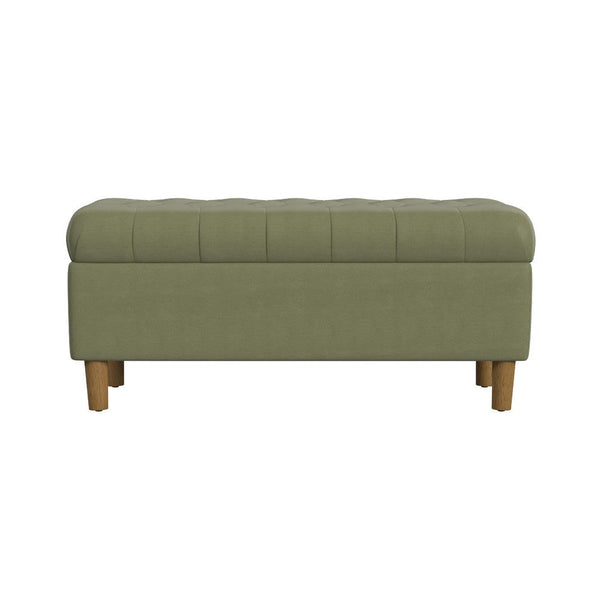 Sol Storage Bench Ottoman, Light Sage Green Velvet, Brown, 40 Inch -BM334209