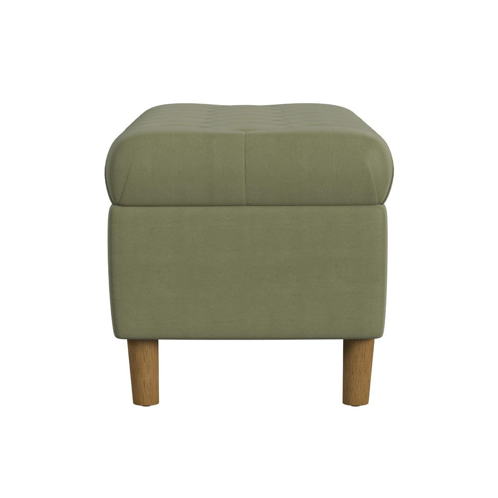 Sol Storage Bench Ottoman, Light Sage Green Velvet, Brown, 40 Inch -BM334209